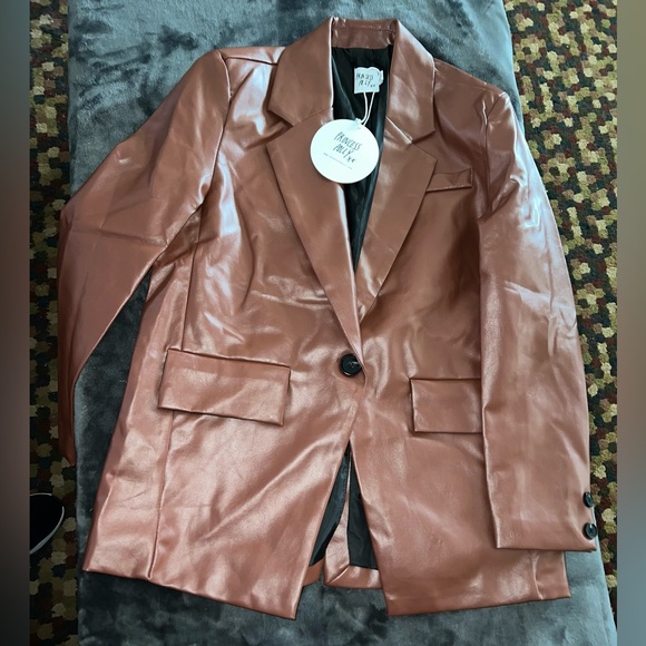 Princess Polly Jocelyn Faux Leather Blazer in Brown Size XS/S New with tag - Picture 13 of 16